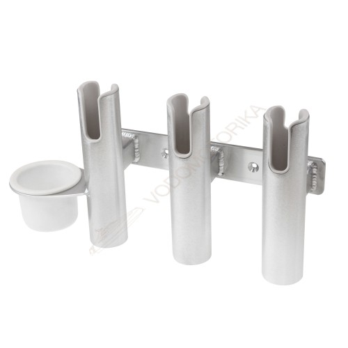 Подставка под удочку 3 стакана, алюминиевая с подстаканником CFCK612P3