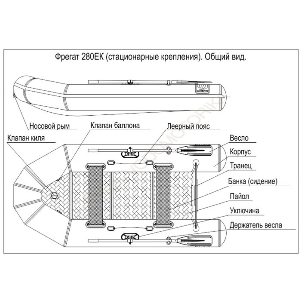 Надувная лодка Фрегат 280 ЕК серая