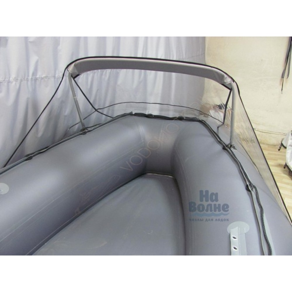 Носовой тент прозрачный для лодки ПВХ 410-440