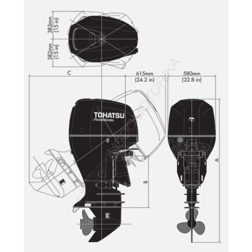Лодочный мотор Tohatsu BFT115A LU 115 л.с. четырехтактный
