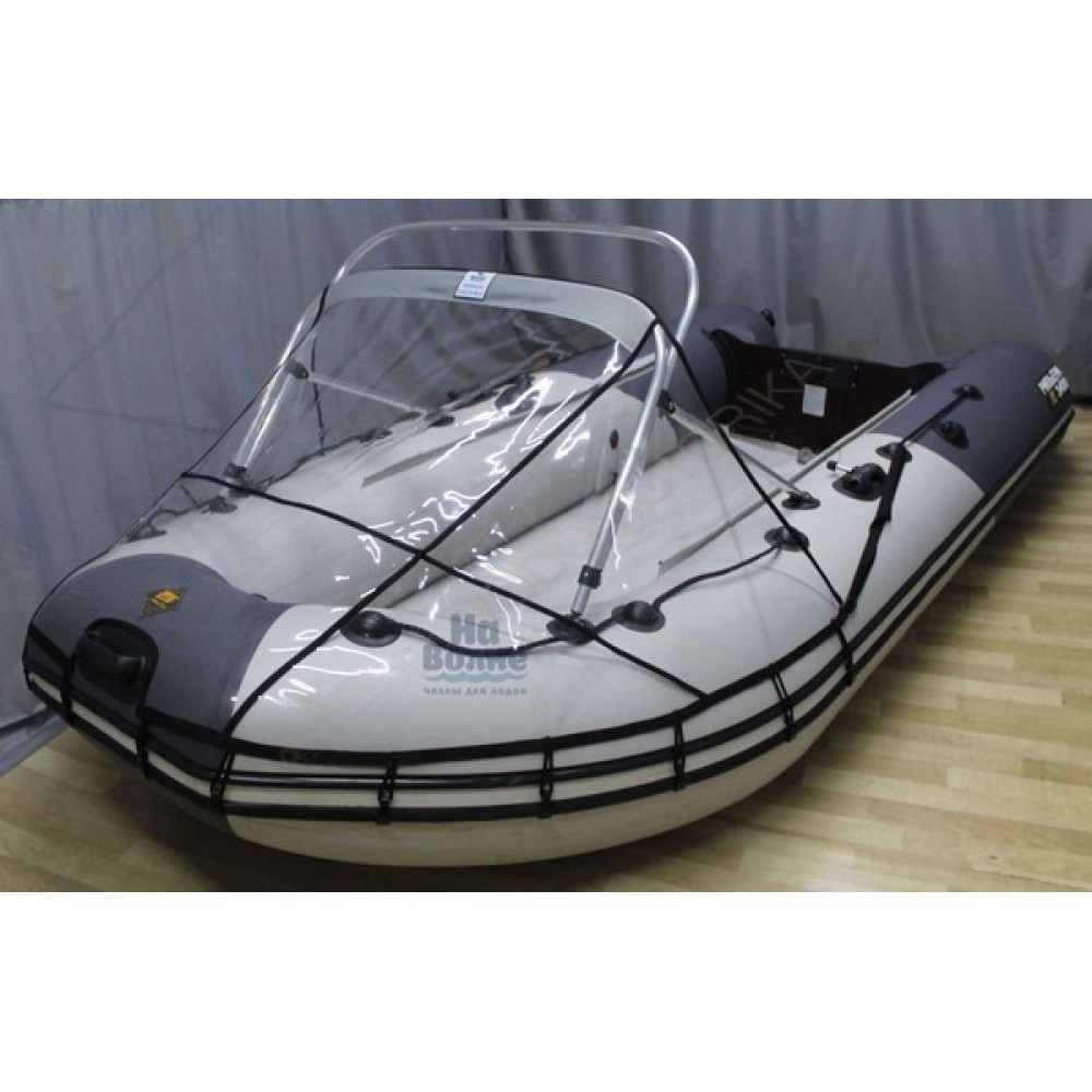 Носовой тент прозрачный для лодки ПВХ 240-290 + дуга для троллинга