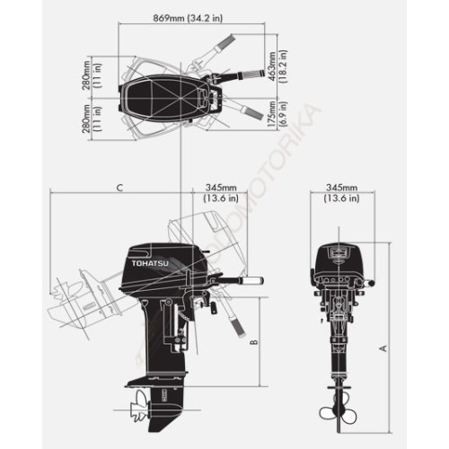 Лодочный мотор Tohatsu M18E2 EPS 18 л.с. двухтактный