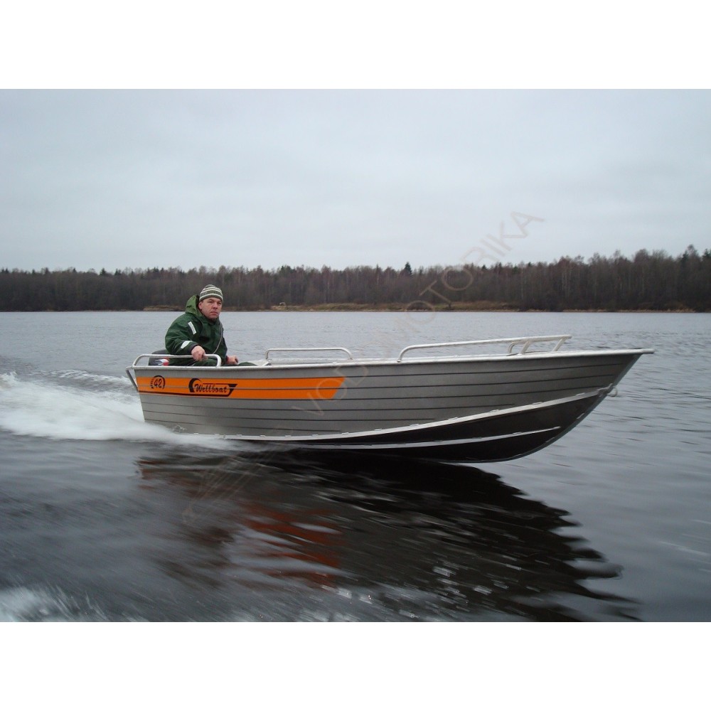 Алюминиевая лодка Wellboat-42 NexT румпельное управление