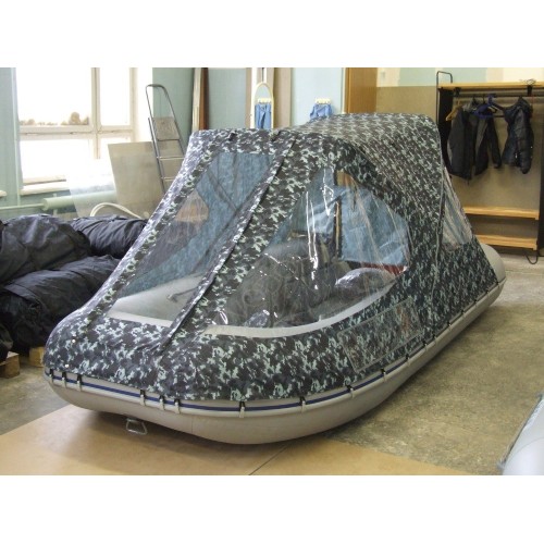 Тент ходовой на лодку Ротан 380 К сине-серый камуфляж