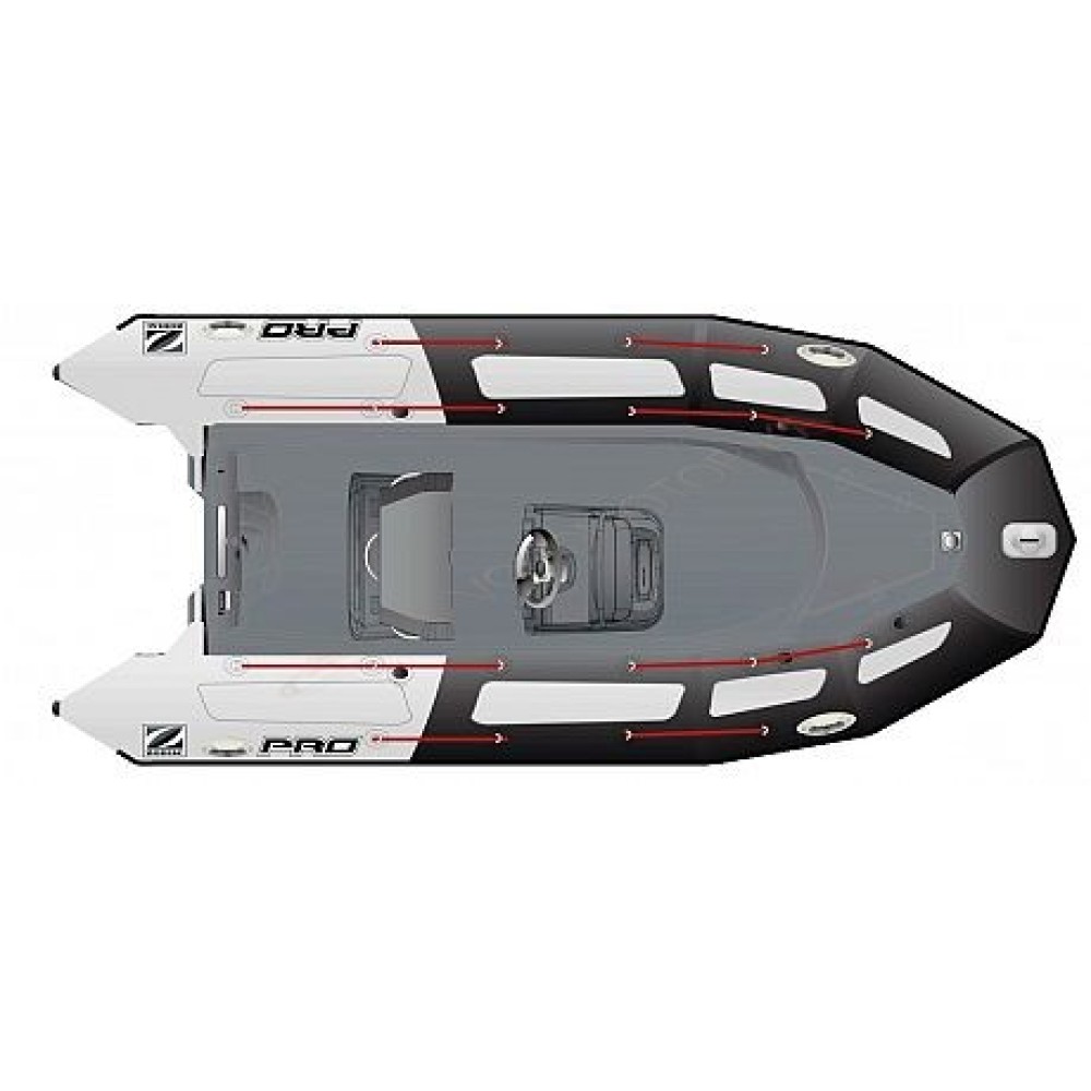 Лодка надувная ZODIAC PRO 500 TOURING ПВХ ( черно-серые баллоны, серый корпус )