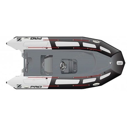 Лодка надувная ZODIAC PRO 500 TOURING ПВХ ( черно-серые баллоны, серый корпус )