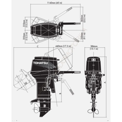 Лодочный мотор Tohatsu M40D2 EPTOS 40 л.с. двухтактный