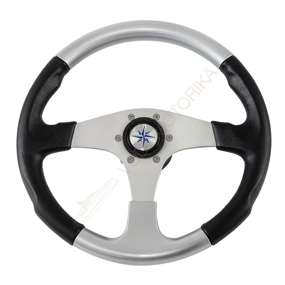 Рулевое колесо EVO MARINE 2 обод черно-серебряный, спицы серебряные д. 355 мм Volanti Luisi