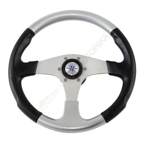 Рулевое колесо EVO MARINE 2 обод черно-серебряный, спицы серебряные д. 355 мм Volanti Luisi