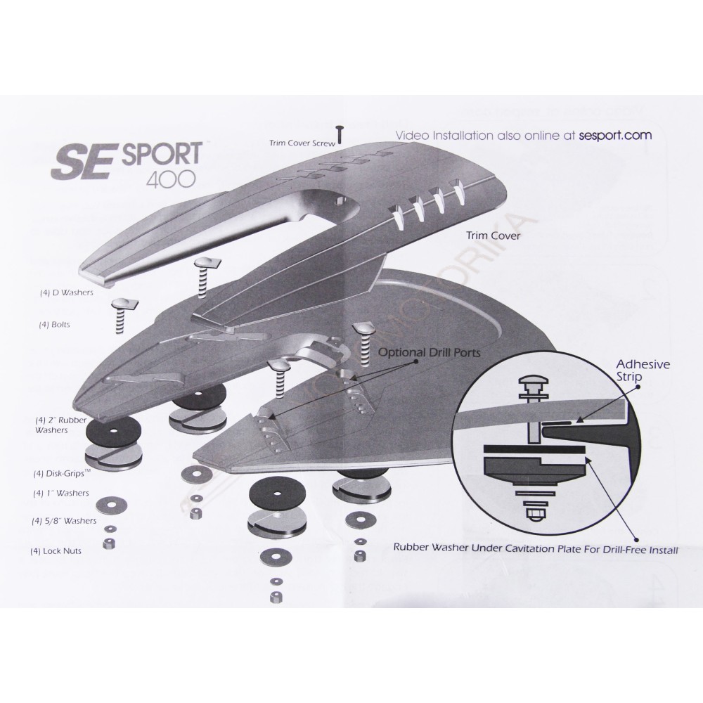 Гидрокрыло для подвесного лодочного мотора до 300 л.с. серое, установка без сверления антикавитационной плиты