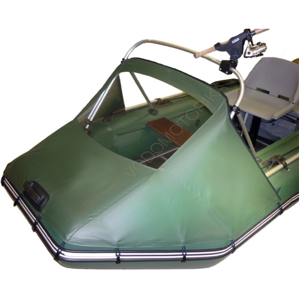 Носовой тент прозрачный с троллинговой дугой для лодки ПВХ 310-360 см