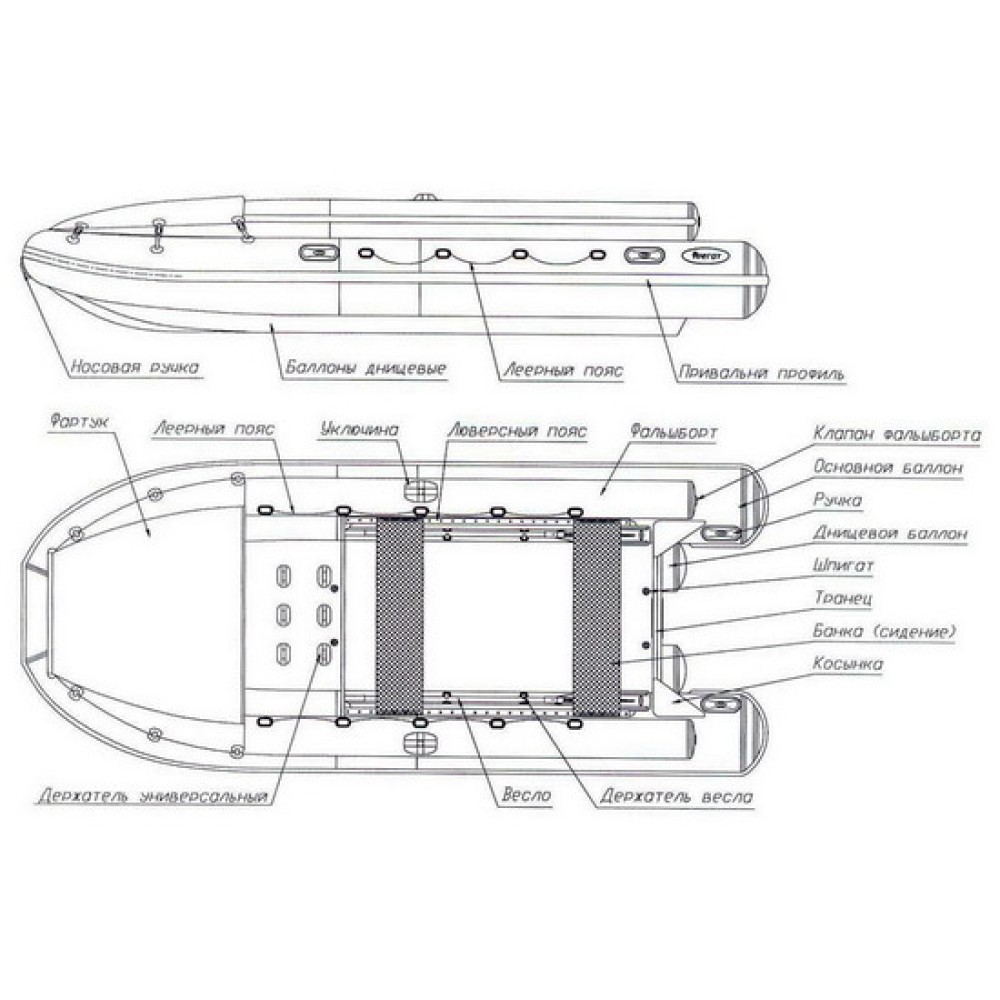Надувная лодка Фрегат M-480 FM Jet серая