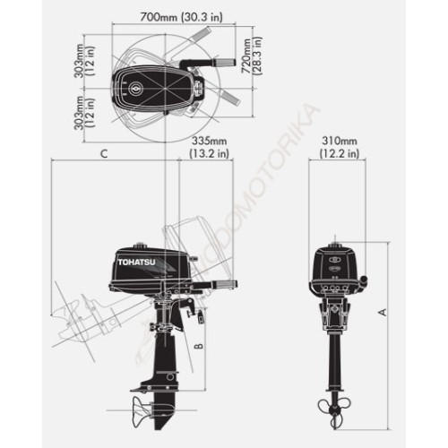Лодочный мотор Tohatsu M 5 S (5 л.с. двухтактный)