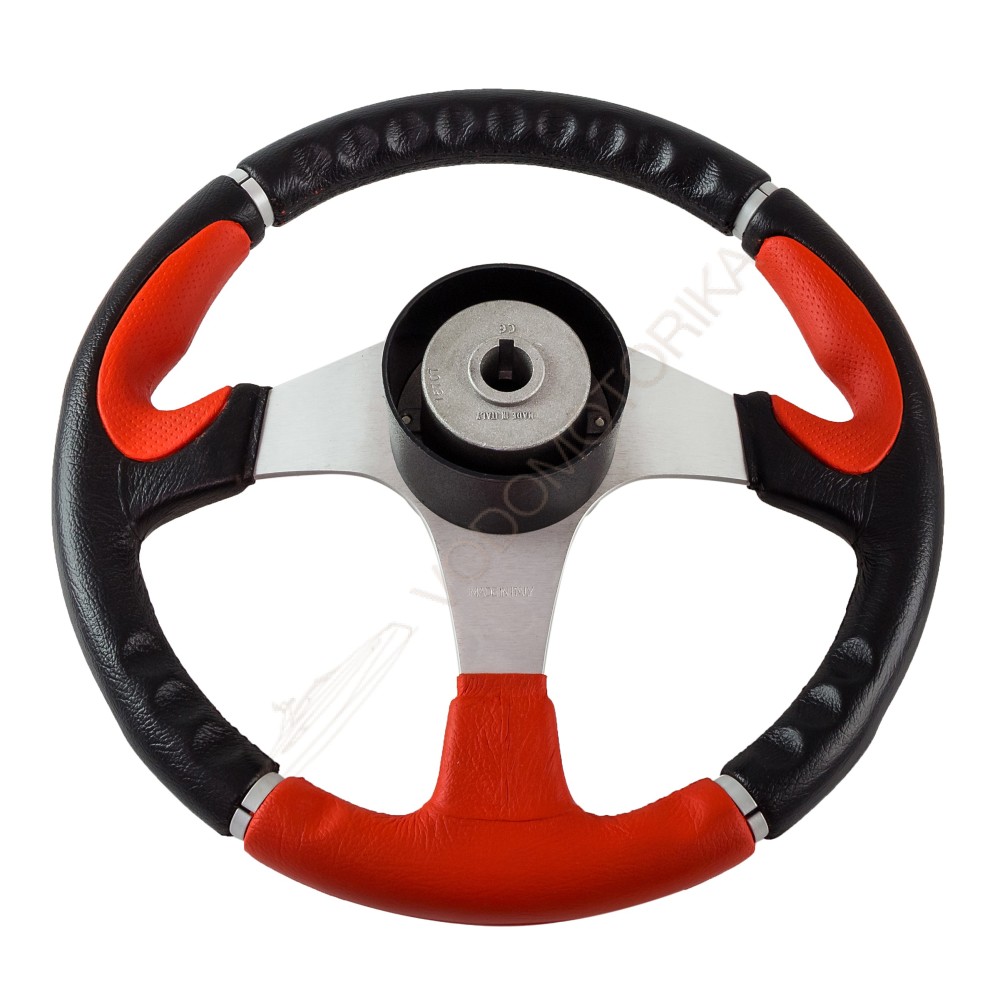 Рулевое колесо ORION обод черно-красный, спицы серебряные д. 355 мм Volanti Luisi