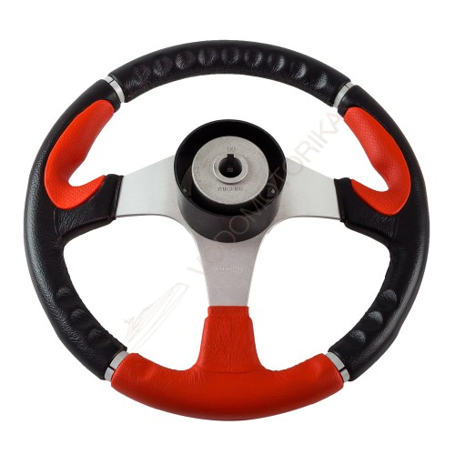 Рулевое колесо ORION обод черно-красный, спицы серебряные д. 355 мм Volanti Luisi