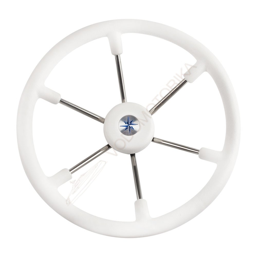 Рулевое колесо LEADER TANEGUM белый обод серебряные спицы д. 400 мм Volanti Luisi