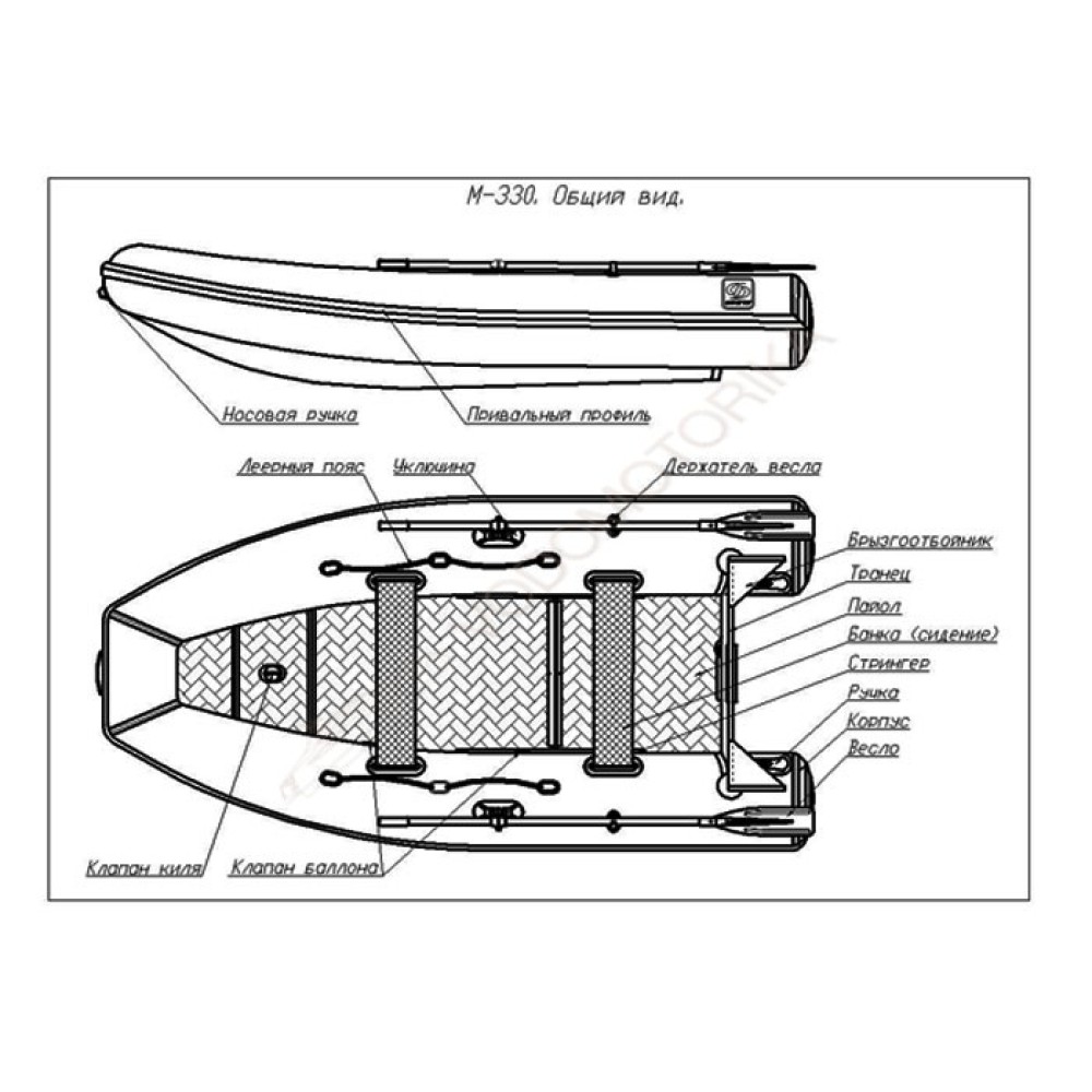 Надувная лодка Фрегат М-330 серая