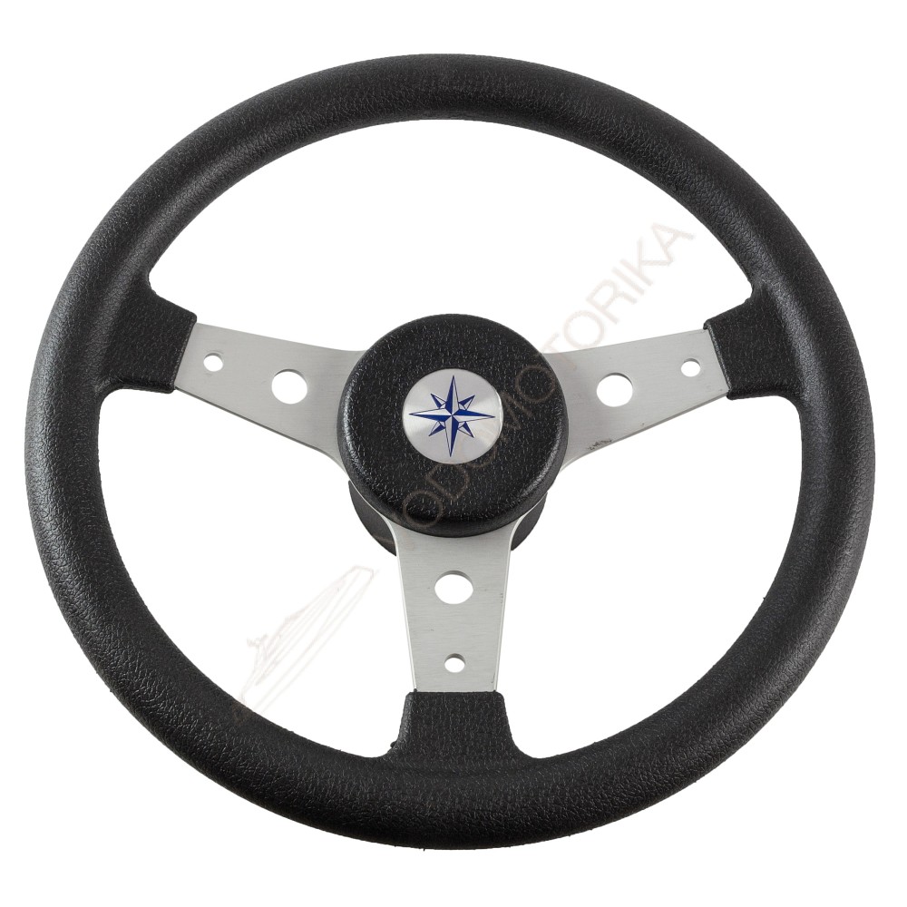 Рулевое колесо DELFINO обод черный, спицы серебряные д. 340 мм Volanti Luisi