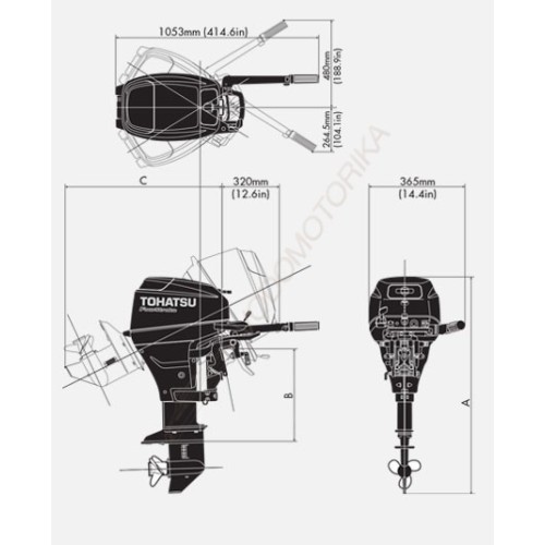 Лодочный мотор Tohatsu MFS15C EPS 15 л.с. четырехтактный