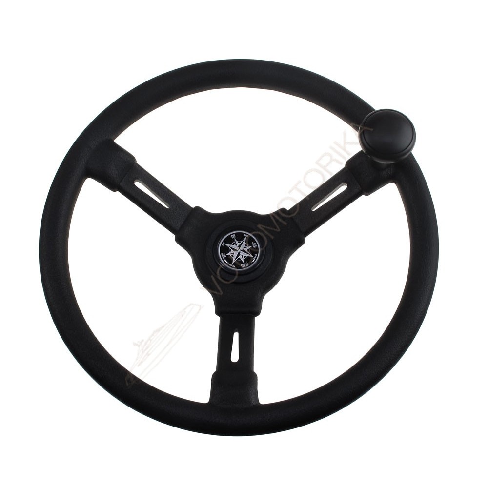 Рулевое колесо RIVIERA черный обод и спицы д. 350 мм со спинером Volanti Luisi