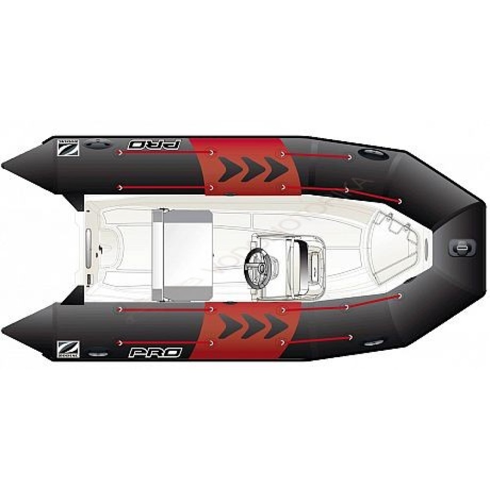 Лодка надувная ZODIAC PRO 420 ПВХ ( черно-белая )