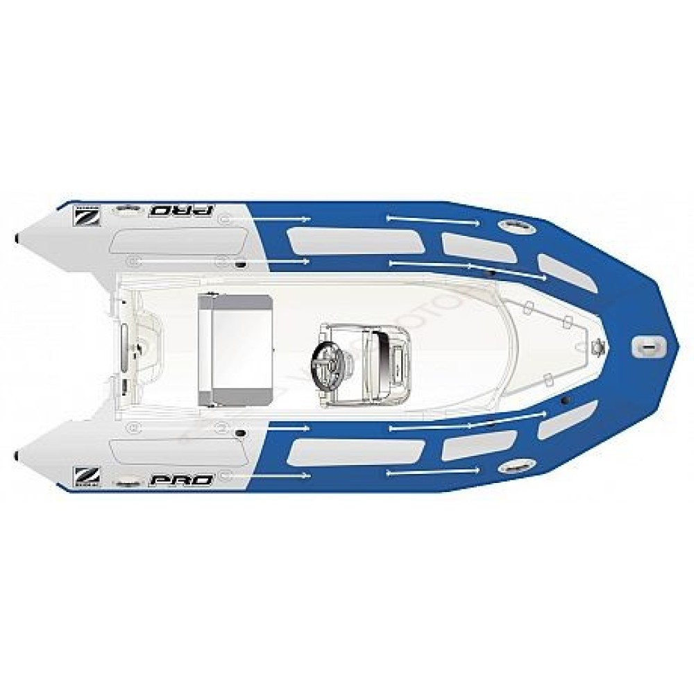Лодка надувная ZODIAC PRO 550 TOURING ПВХ ( сине-серые баллоны, белый корпус )