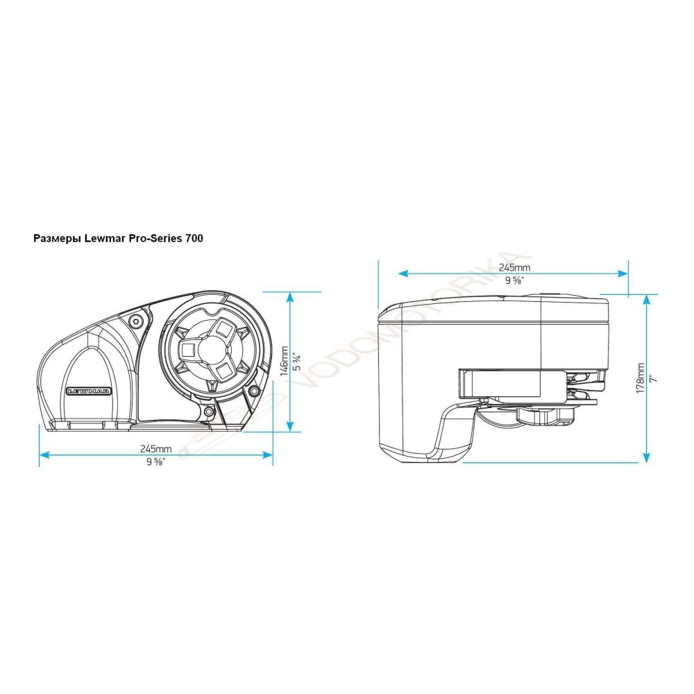 Лебедка якорная Lewmar Pro-Series 700, 12В 500Вт