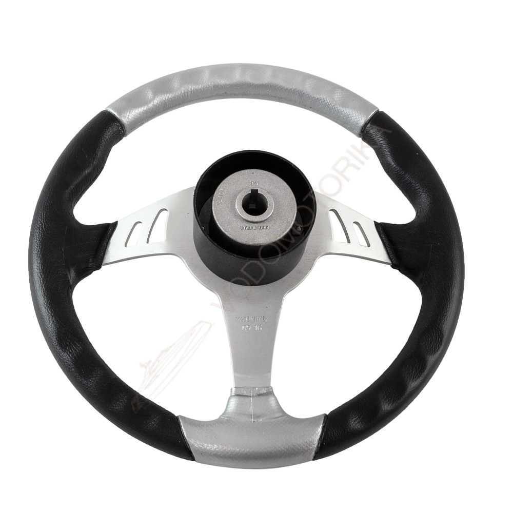 Рулевое колесо SKIPPER обод черно-серебристый, спицы серебряные д. 350 мм Volanti Luisi