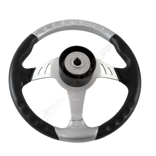 Рулевое колесо SKIPPER обод черно-серебристый, спицы серебряные д. 350 мм Volanti Luisi