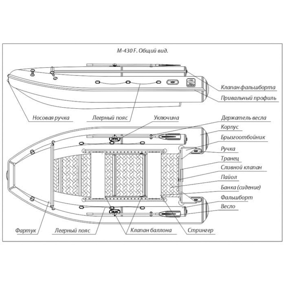 Надувная лодка Фрегат M-430 F серая