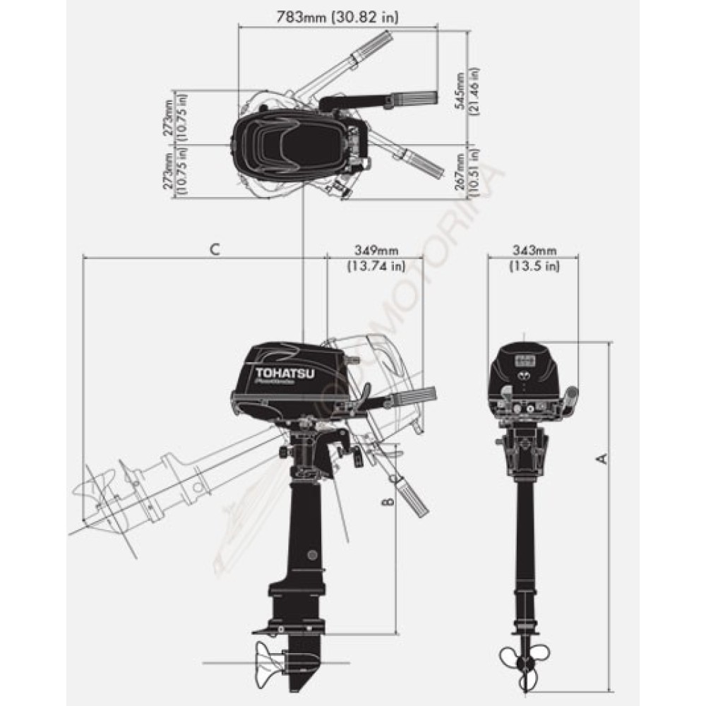 Лодочный мотор Tohatsu MFS6C Sail Pro 6 л.с. четырехтактный