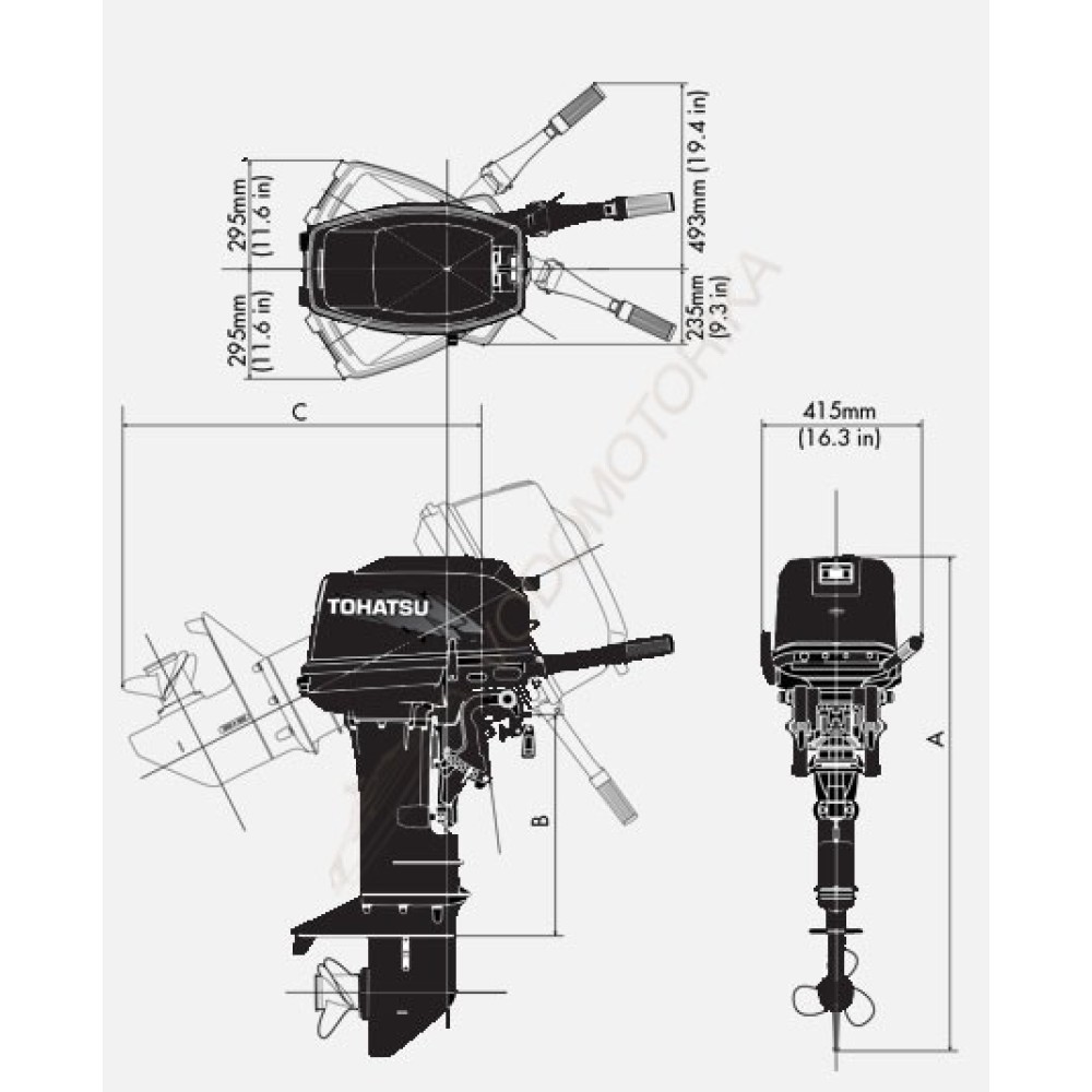 Лодочный мотор Tohatsu M40C EPS 40 л.с. двухтактный