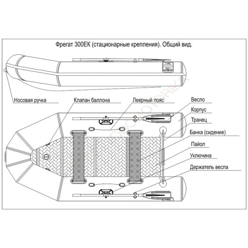 Надувная лодка Фрегат 300 EК серая