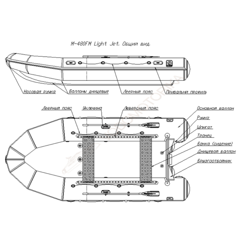 Надувная лодка Фрегат M-480 FM Light Jet (серая)