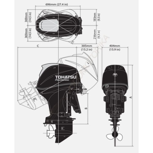 Лодочный мотор Tohatsu MFS40A ETL 40 л.с. четырехтактный