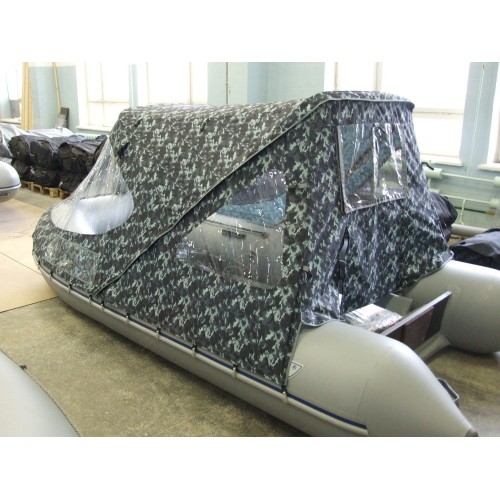 Тент ходовой на лодку Ротан 380 сине-серый камуфляж