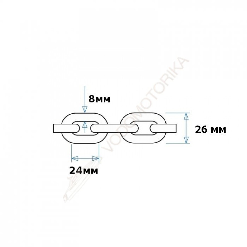 Цепь якорная оцинкованная 8 мм, DIN766, L=0.4m