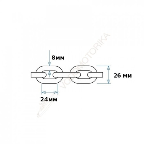 Цепь якорная оцинкованная 8 мм, DIN766, L=0.4m