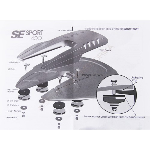Гидрокрыло для подвесного лодочного мотора до 300 л.с. черное, установка без сверления антикавитационной плиты