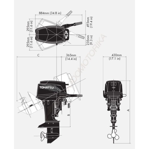Лодочный мотор Tohatsu M30H EPL 30 л.с. двухтактный