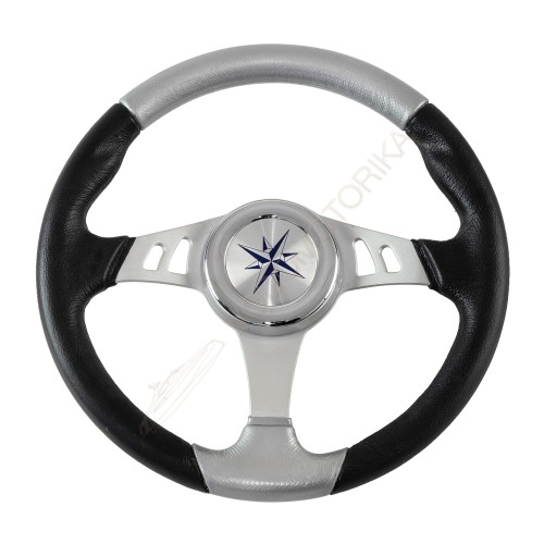 Рулевое колесо SKIPPER обод черно-серебристый, спицы серебряные д. 350 мм Volanti Luisi