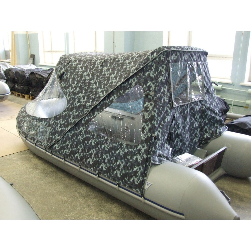 Тент ходовой на лодку Ротан 380 К сине-серый камуфляж