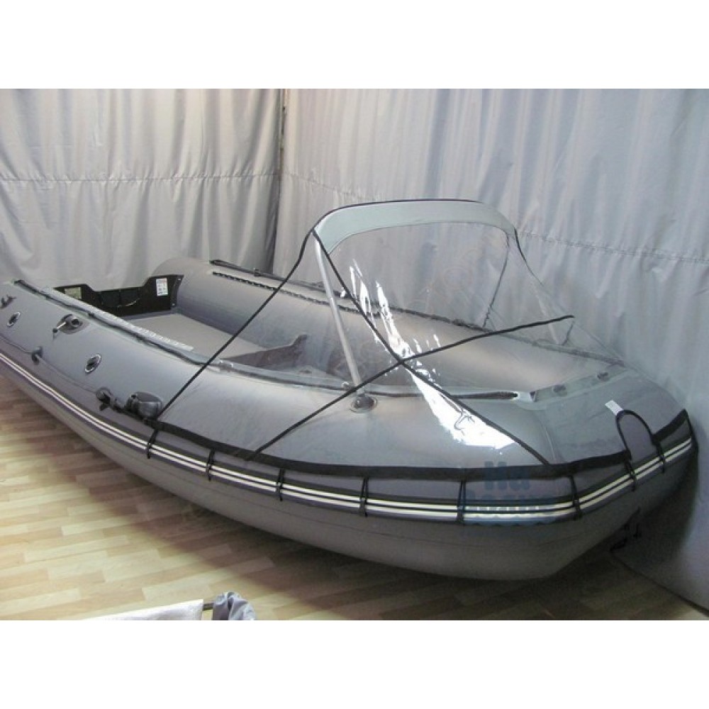 Носовой тент прозрачный для лодки ПВХ 410-440
