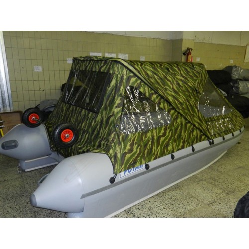 Тент ходовой на лодку Ротан 380 зеленый камуфляж