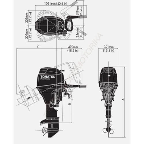 Лодочный мотор Tohatsu MFS30C EPTL 30 л.с. четырехтактный
