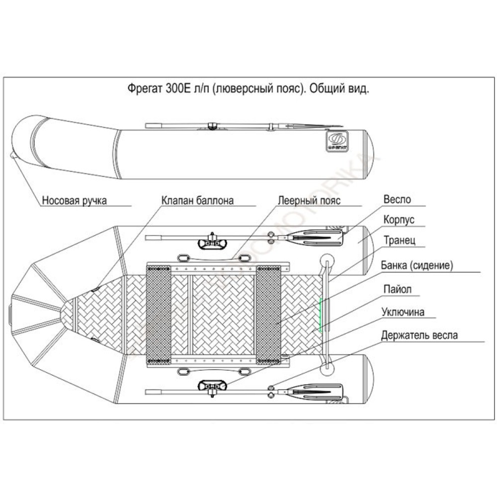 Надувная лодка Фрегат 300Е л/п серая