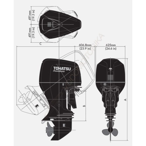 Лодочный мотор Tohatsu BFT200A LU 200 л.с. четырехтактный