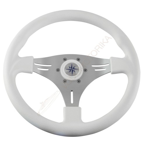 Рулевое колесо MANTA обод белый, спицы серебряные д. 355 мм Volanti Luisi