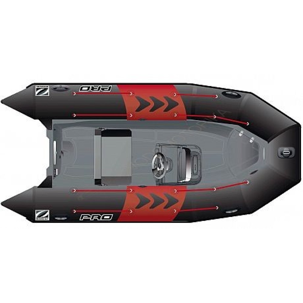 Лодка надувная ZODIAC PRO 420 ПВХ ( черно-серая )