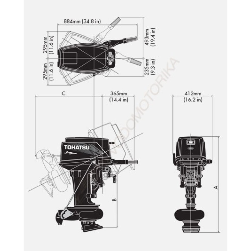 Лодочный мотор Tohatsu M25H JET 25 л.с. двухтактный